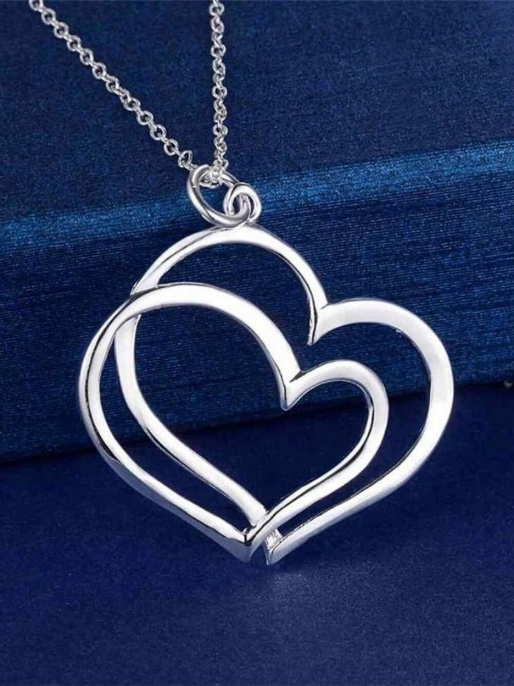 Florence Love Double Hearts Sterling Silver Pendant Necklace Gift Packaged